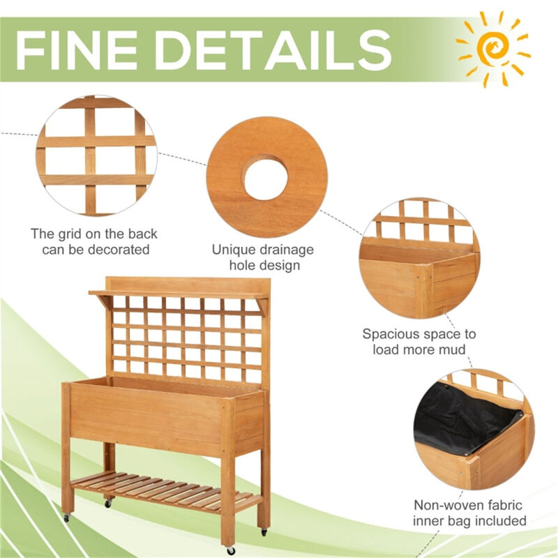 Flower Shelf, Planter Box & Garden Box Wooden Multi-Tier Stand for Indoor & Outdoor Plants