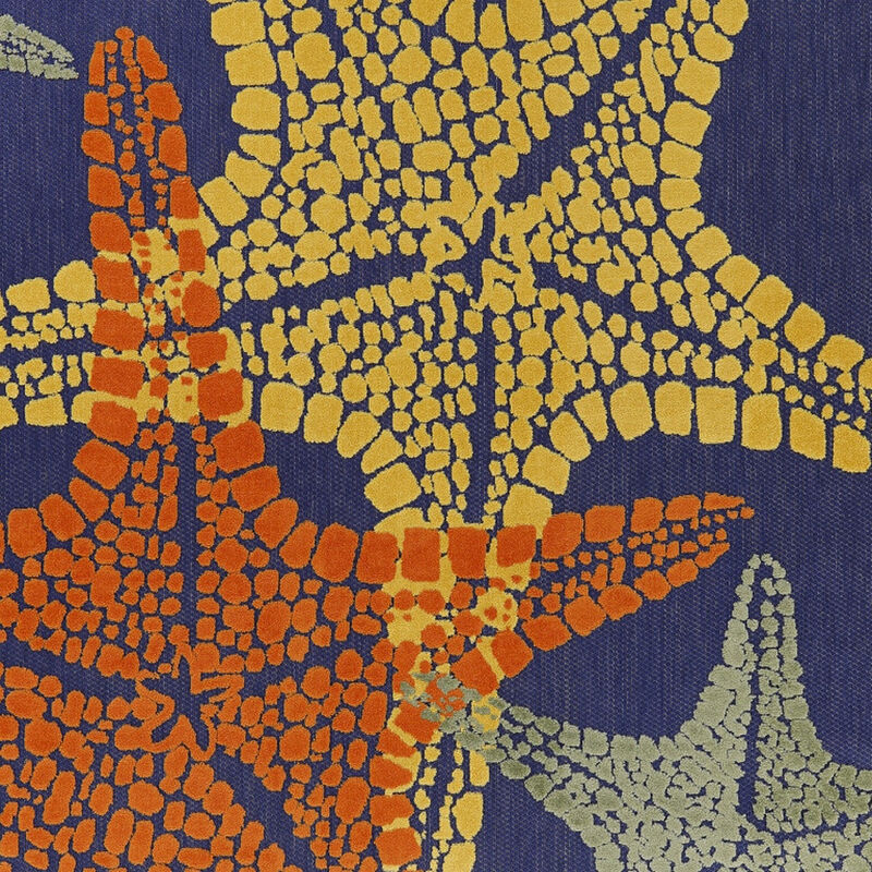 HomeRoots 8' X 11' Blue Yellow And Orange Starfish Indoor Outdoor Area Rug image number 2