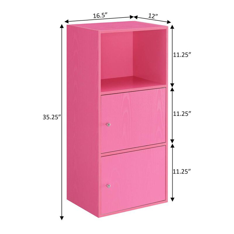 Convenience Concepts Xtra Storage 2 Door Cabinet with Shelf, Pink