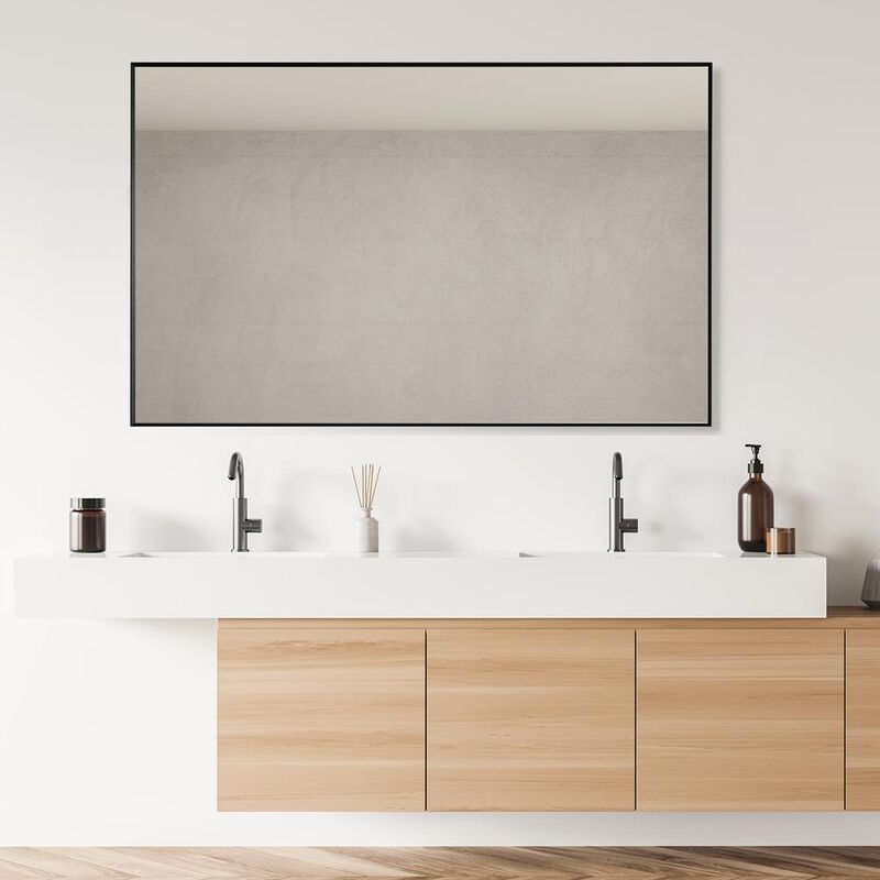 Altair Sassi 48 Rectangle Bathroom/Vanity Matt Black Aluminum Framed Wall Mirror