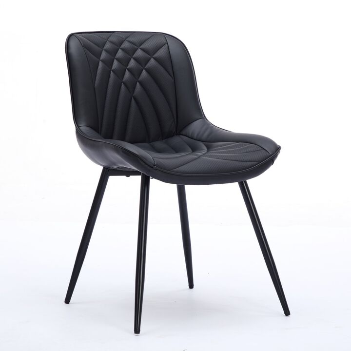 Clihome Mid Century Modern Dining Chairs Set of 2 Comfortable Upholstered Faux Leather Dinner Chairs for Kitchen Dining Room