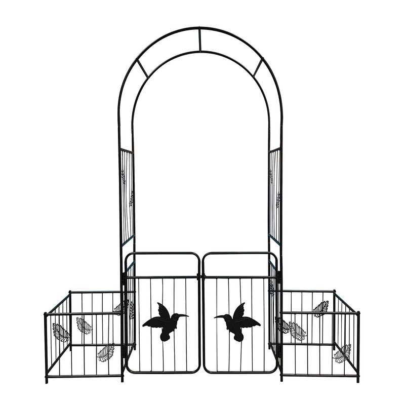 Metal Garden Arch with doors Garden Arbor Trellis Climbing Plants Support Arch Outdoor Arch image number 0
