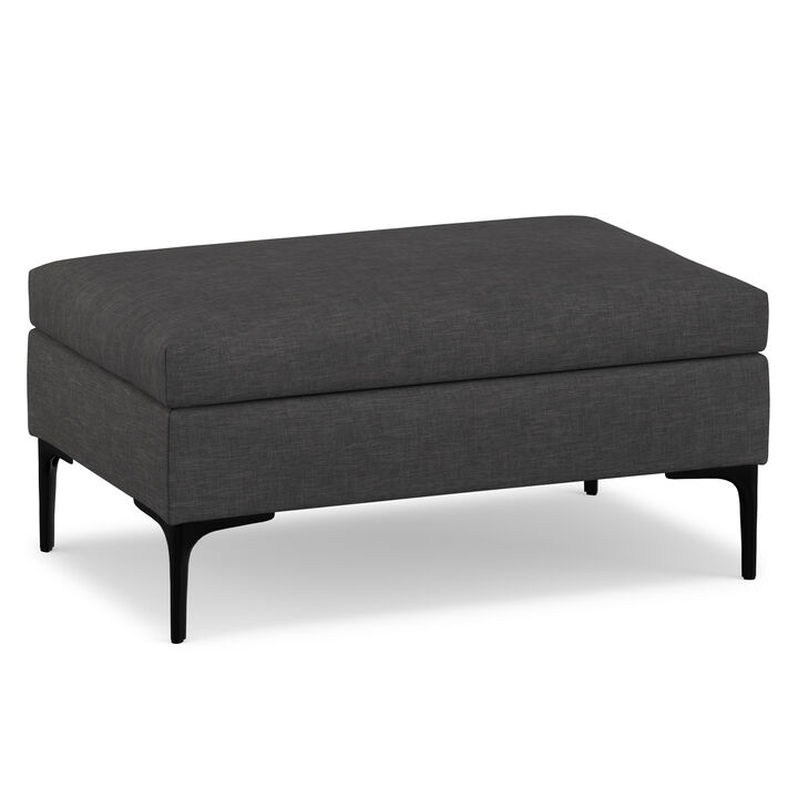 Rebecca 36 inch Wide Mid Century Rectangle Rectangular Coffee Table&nbsp;Storage Ottoman with Lift Up Lid in Slate Grey Polyester linen Look, Assembled