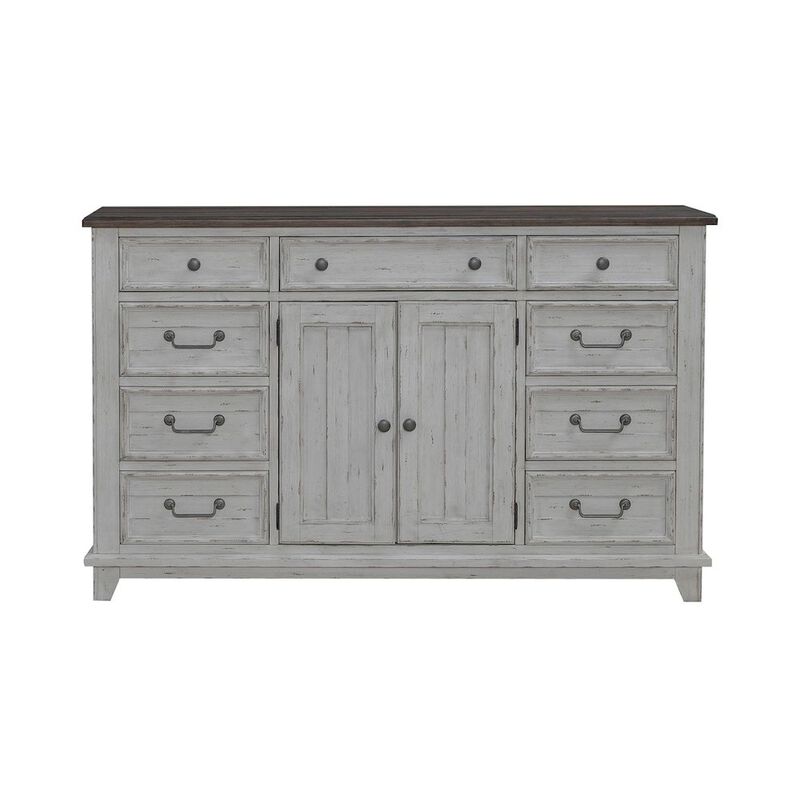 Liberty Furniture River Place 2 Door 9 Drawer Bedroom Dresser Cottage - Riverstone White & Tobacco image number 2