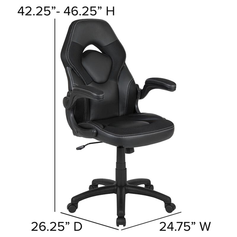 Flash Furniture Gaming Desk and Black Racing Chair Set/Cup Holder/Headphone Hook/Removable Mouse Pad Top - 2 Wire Management Holes