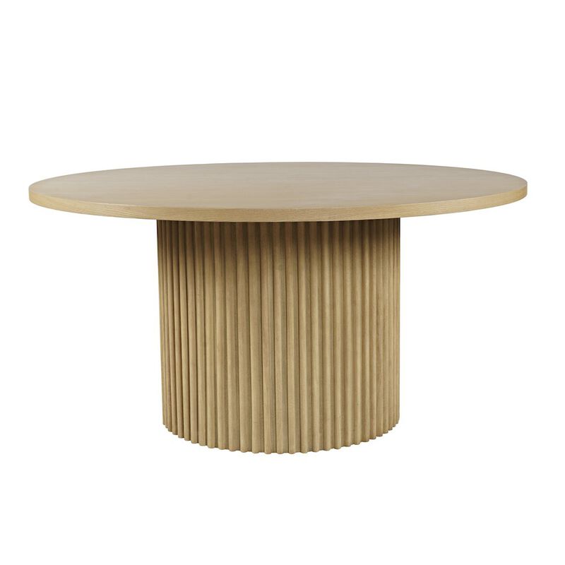 Jofran Auden 60 Round Mid-Century Modern Fluted Pedestal Base Dining Table