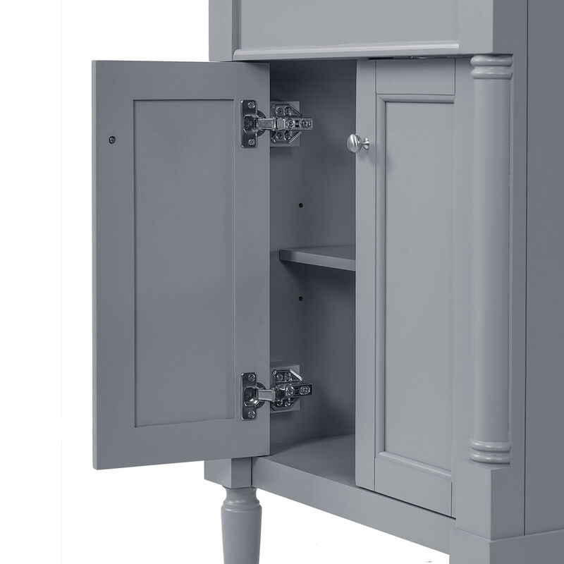 24" Freestanding Bathroom Vanity with Ceramic Sink, 2-Tier Storage Cabinet, 2 Soft-Close Doors image number 3