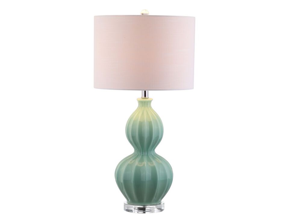 Faye 28" Glass LED Table Lamp, Seafoam Green