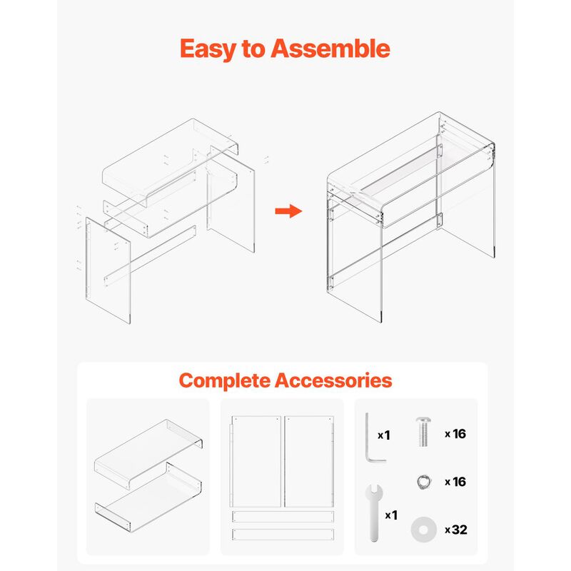 Transparent Acrylic Side Table with Storage Shelf for Bedroom image number 5