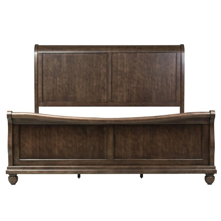 Liberty Furniture King Sleigh Bed, Dresser & Mirror in Poplar Solids & Pin Knotty Cherry Veneers