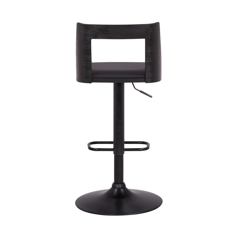 Hivvago 24 Inch Black Faux Leather And Iron Swivel Adjustable Height Bar Chair