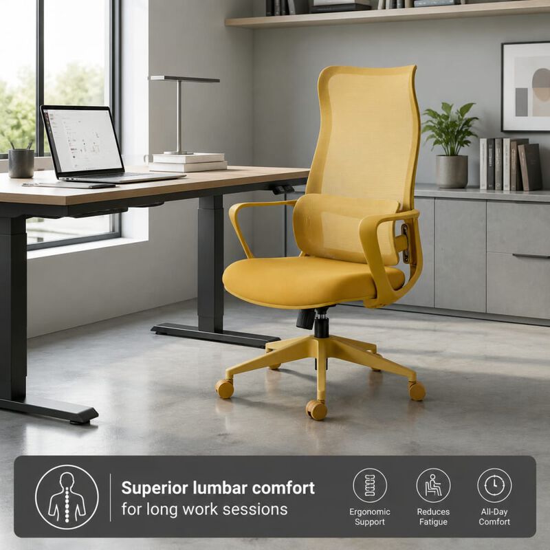 GOODSILO Ergonomic High Back Breathable Mesh Office Chair 350LBS Capacity with Adjustable Lumbar Support Integrated Molded Foam Fireproof Seat Cushion for Home Office image number 4