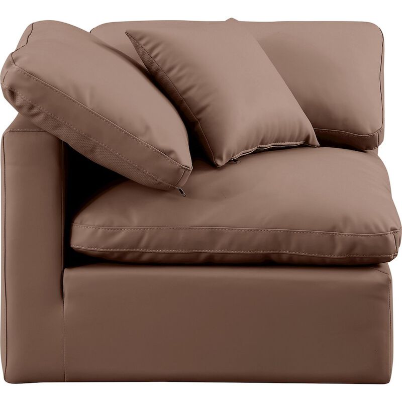 Meridian Furniture Indulge Brown Vegan Leather Corner Chair