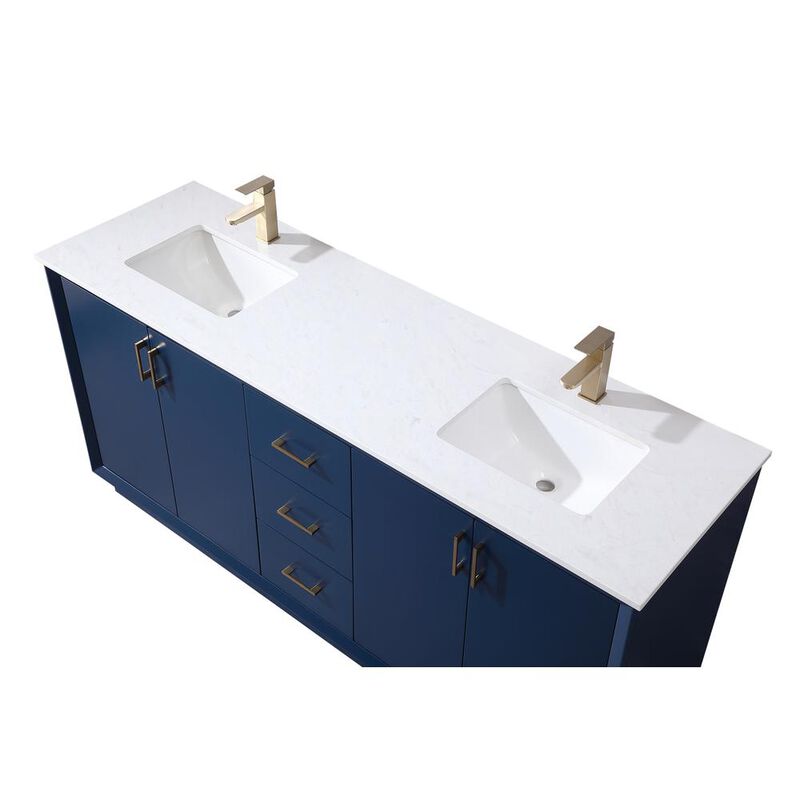 Elegant Kitchen and Bath 72 Inch Double Bathroom Vanity In Blue