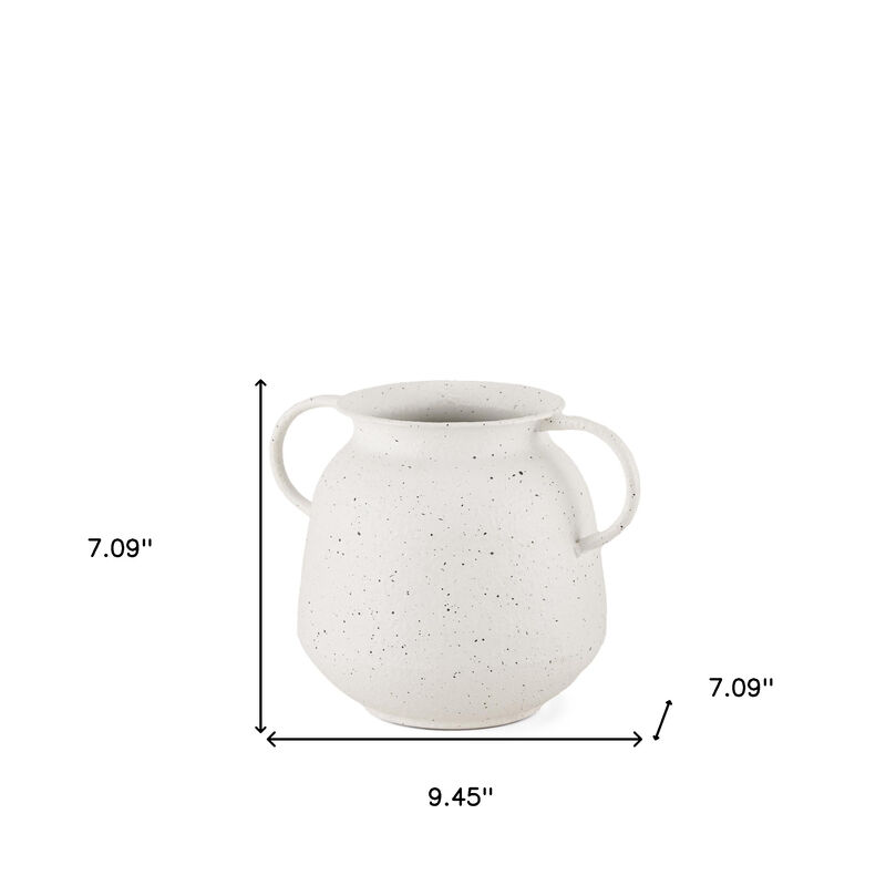 HomeRoots 7" White Speckle Metal Amphora Table Vase image number 3