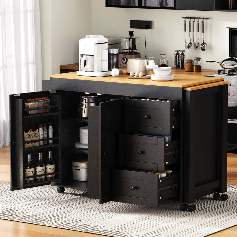 Merax Kitchen Island with Extendable Dining Table