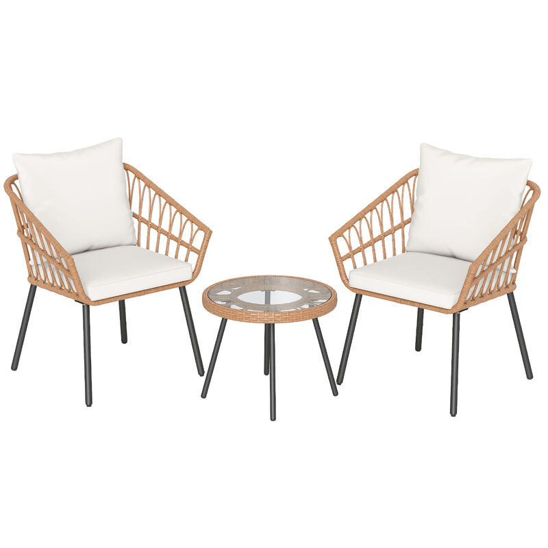 Outdoor 3 Piece Bistro Set with Heavy Duty Metal Frame for Patio-Beige image number 0