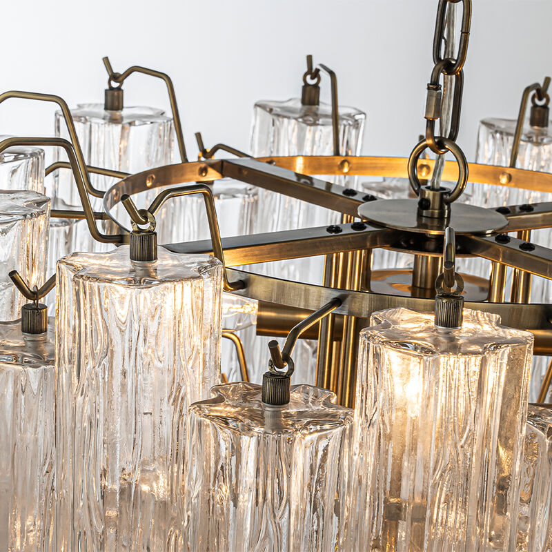 23'' Mid Century Modern Flower Glass Chandelier in Aged Bronze Elegant Vintage Glam Tiered Pendant Light for Dining Room or Wedding Venue image number 3