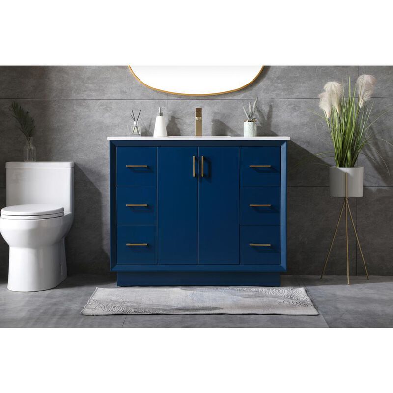 Elegant Kitchen and Bath 42 Inch SIngle Bathroom Vanity In Blue