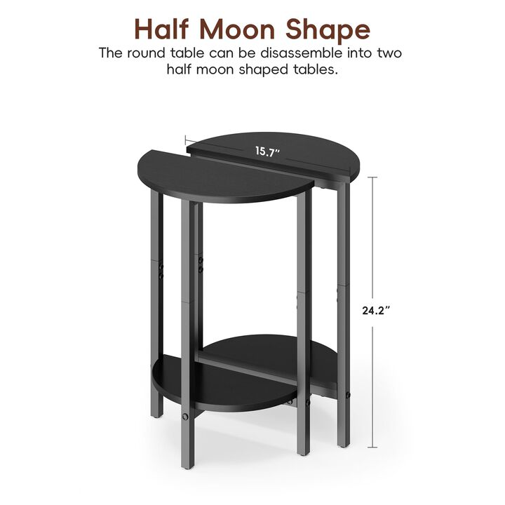 Vagusicc Side Tables Small End Tables, Set of 2 Half Round Side Table for Living Room, 2 Tier Small Couch Side Table, Small Roun