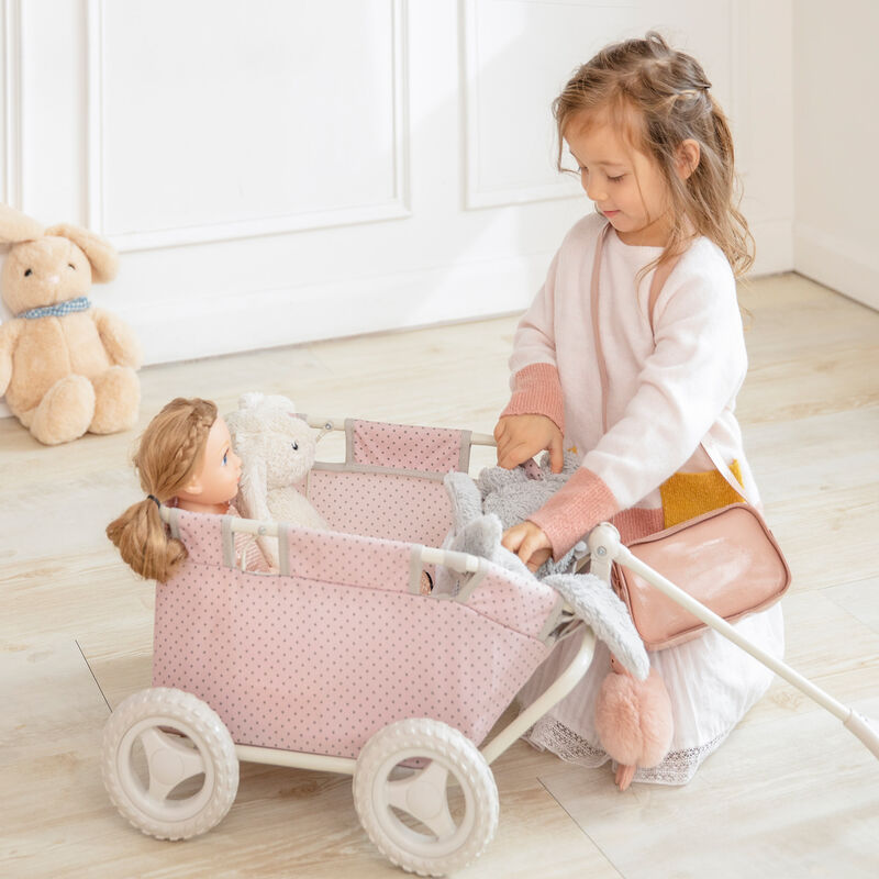 Olivia's Little World Polka Dot Princess Baby Doll & Stuffed Animal Wagon, Pink image number 5