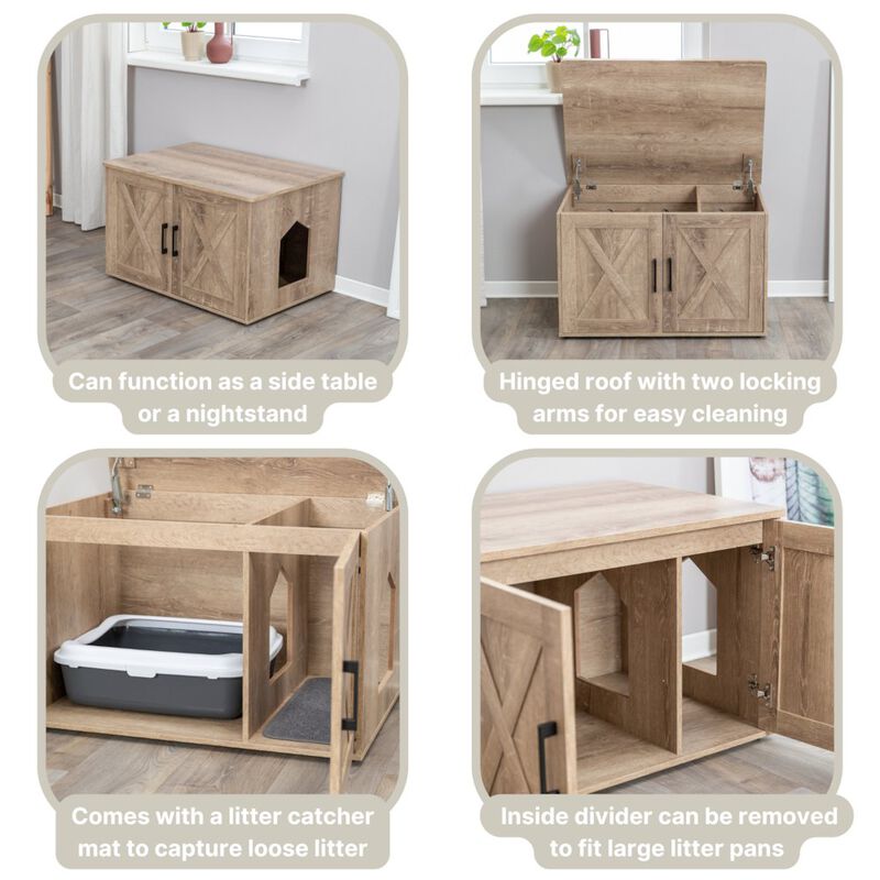 TRIXIE XL Farmhouse Litter Box Enclosure, Hidden Litter Box Cabinet or End Table image number 4
