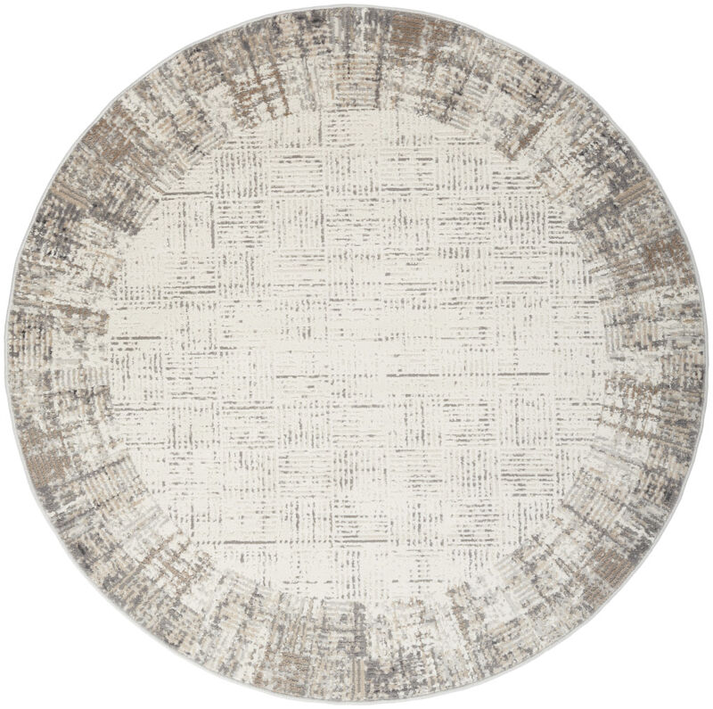 HomeRoots Abstract Round Rug image number 2