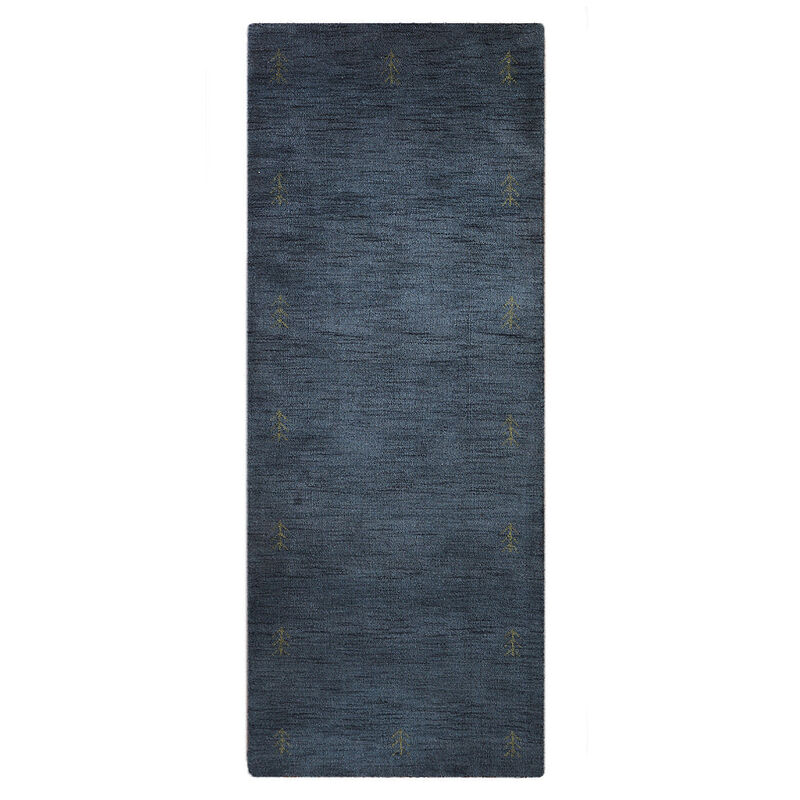 Rugsotic Carpets Hand Knotted Loom Wool 2'6''x10' Runner Area Rug Contemporary Light Blue L00226