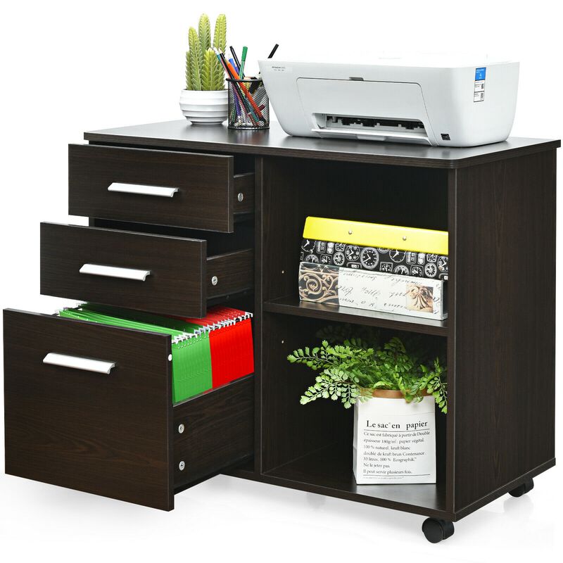 3-Drawer Mobile Lateral File Cabinet Printer Stand image number 3
