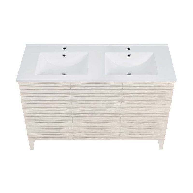 Cascade 48" Freestanding Bathroom Vanity in White Oak with Double Basin Sink Top image number 1