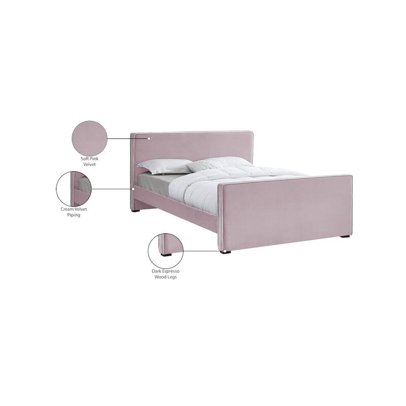 Meridian Furniture Dillard Pink Velvet Full Bed