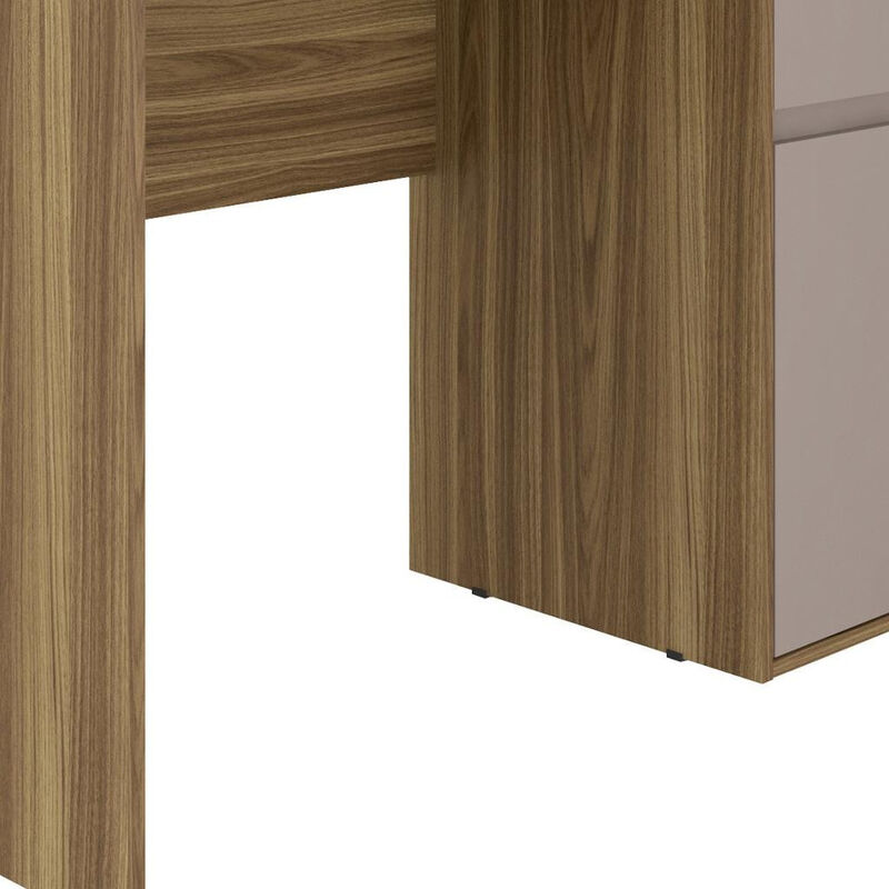 HomeRoots 43" Walnut and Gray Wood Pedestal Computer Desk image number 5