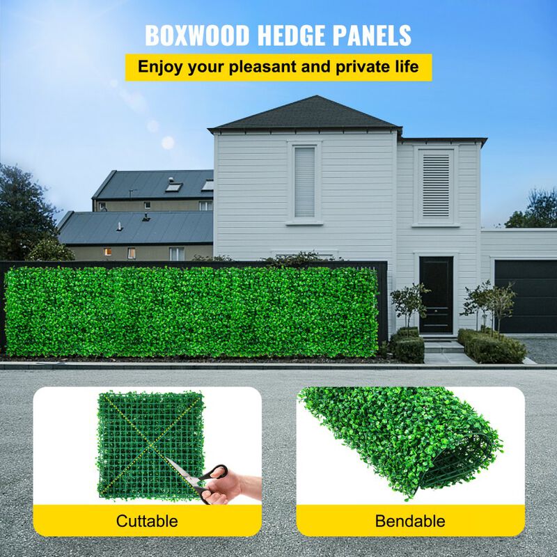 24 Pack Artificial Boxwood Panels UV Protected Green Hedge Wall for Garden Privacy Decor image number 1
