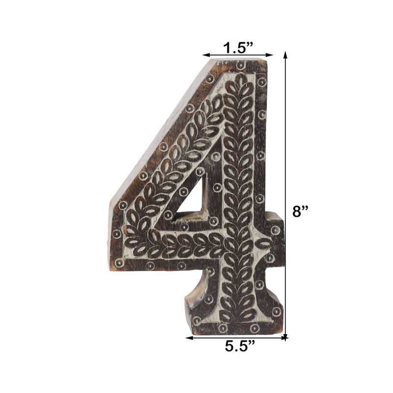 Vintage Gray Handmade Eco-Friendly "4" Numeric Number For Wall Mount & Table Top Décor