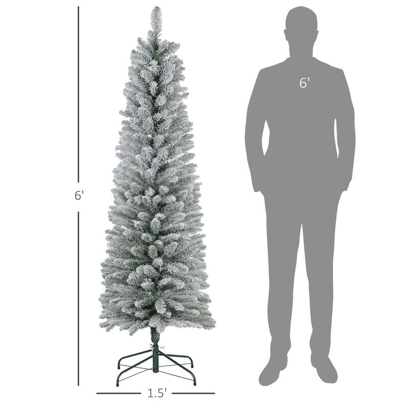 BreeBe 6ft Artificial Pencil Christmas Tree with Metal Base image number 2