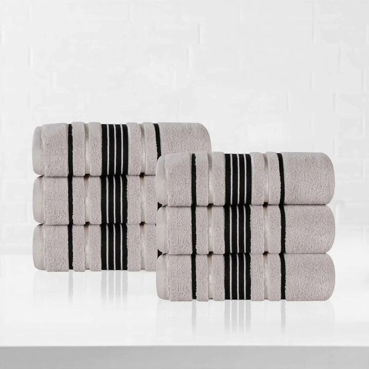 Soft Zero Twist Cotton Floral Hand Towel Set of 6 Bathroom Towels