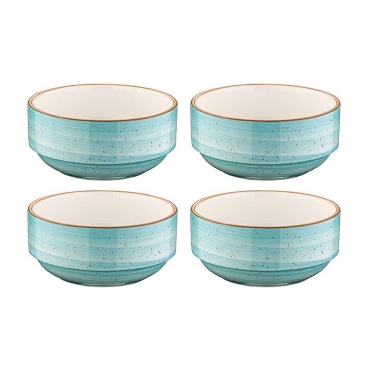 Aqua dia.5.5" h:2.5" 17 oz. Round Blue Porcelain Bowl (Set of 4)
