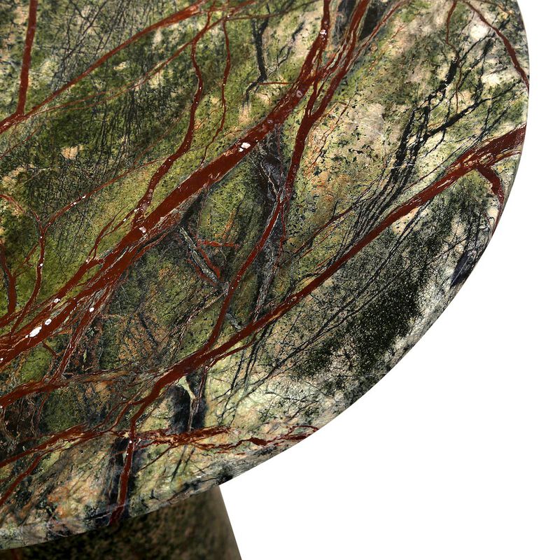 World Interiors Harbor 18 Tall Side Table in Green Bidasar Marble