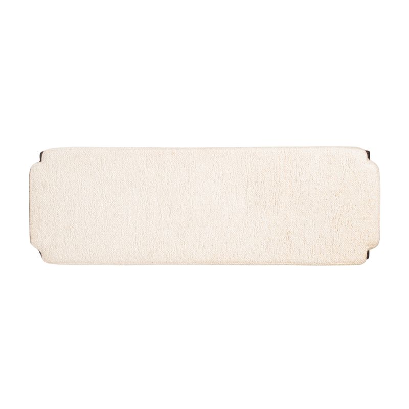 Boucle Upholstered Mango Wood Bench with Recessed Cushion and Slat-style Legs, Walnut image number 5