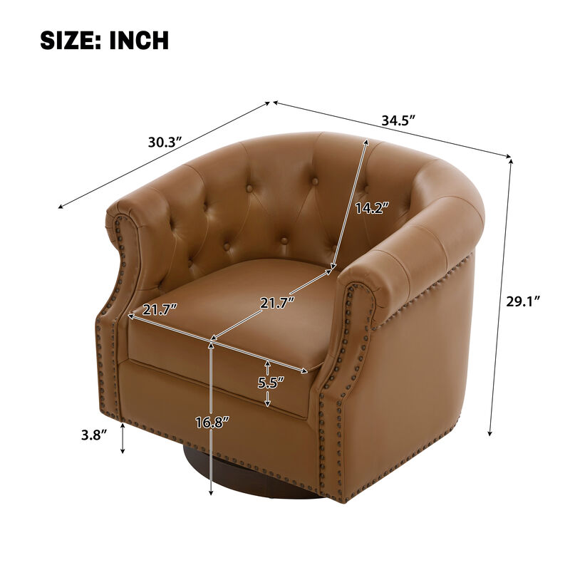 Merax 360&deg; Swivel Accent Chair with PU Leather, High-Density Foam & Spring Support image number 3