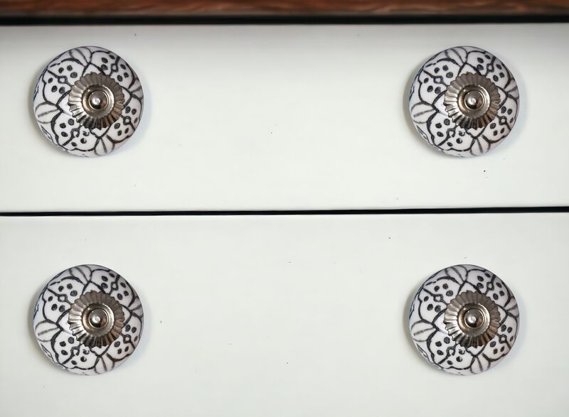 HomeRoots Set of Eight Black And White Ceramic And Metal Drawer Pull Knobs image number 1