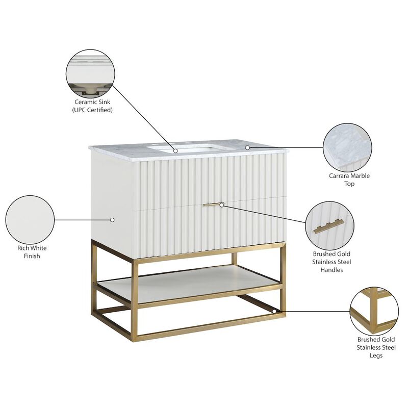 Meridian Furniture Monad White Bathroom Vanity