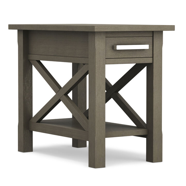 Kitchener SOLID WOOD 14 inch Wide Rectangle Contemporary Narrow Side Table in Farmhouse Grey