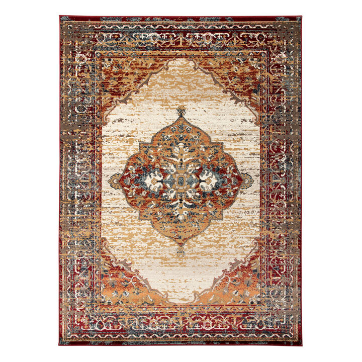 HomeRoots Medallion Power Loom Area Rug