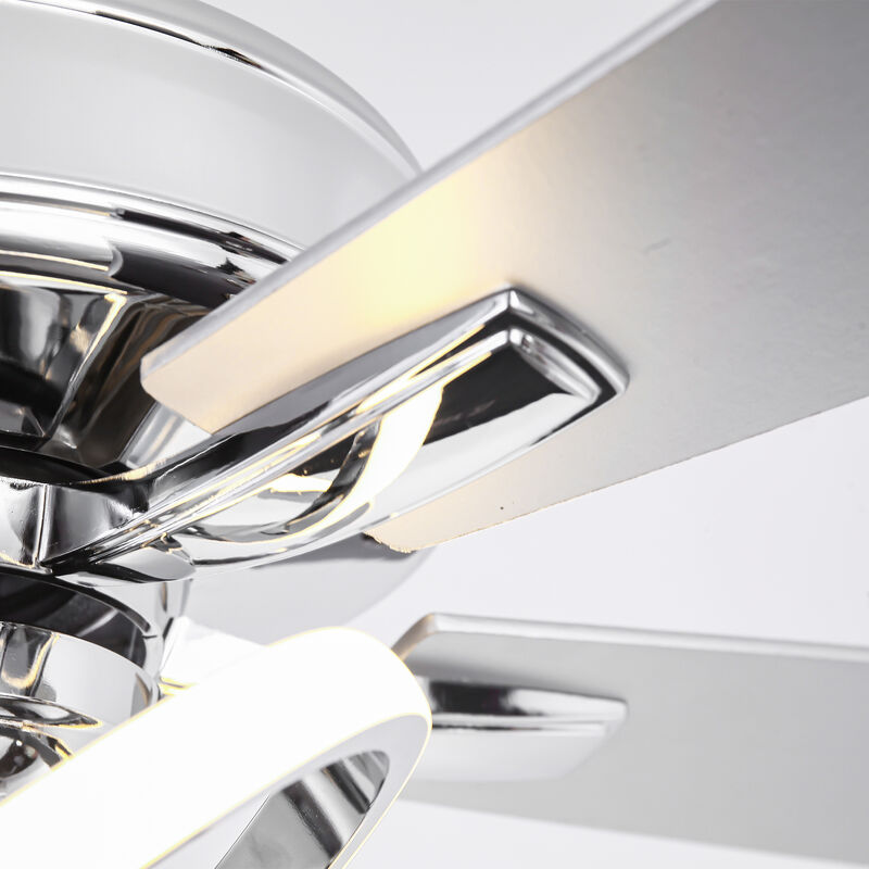 52-Inch Modern Chrome Integrated LED Ceiling Fan with Light and Remote Control