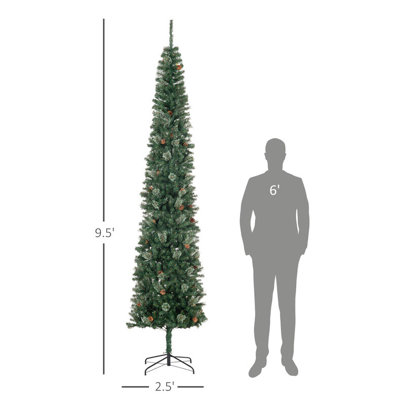 BreeBe 9.5FT Slim Xmas Tree with Pine Cones and Metal Base image number 2