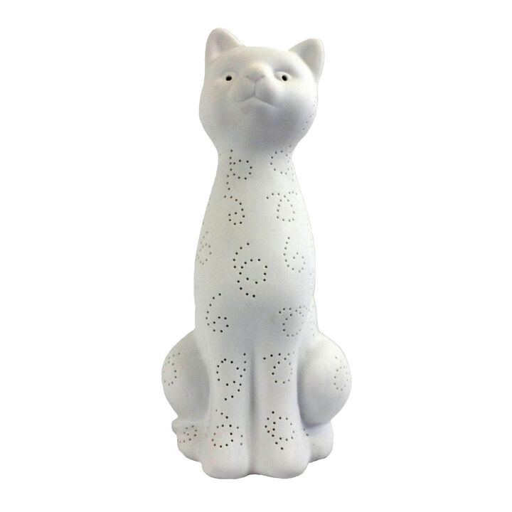 Simple Designs Contemporary Porcelain Kitty Cat Shaped Animal Light Table Lamp - White