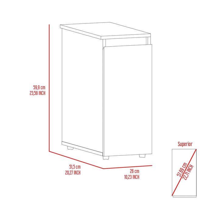 Ventus Bathroom Storage Cabinet, Liftable Top, One Drawer -White