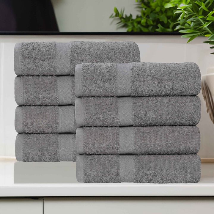 Absorbent Cotton Hand Towel Set of 8 for Bathroom, Spa and Kitchen Use