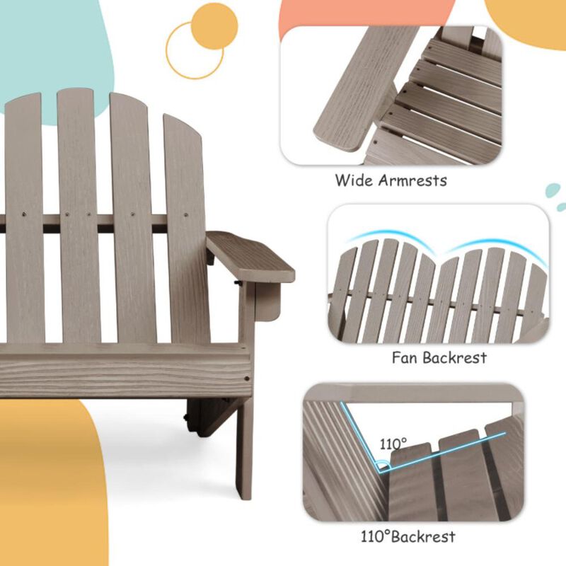 Hivvago 2 Person Fir Wood Adirondack Chair with High Backrest
